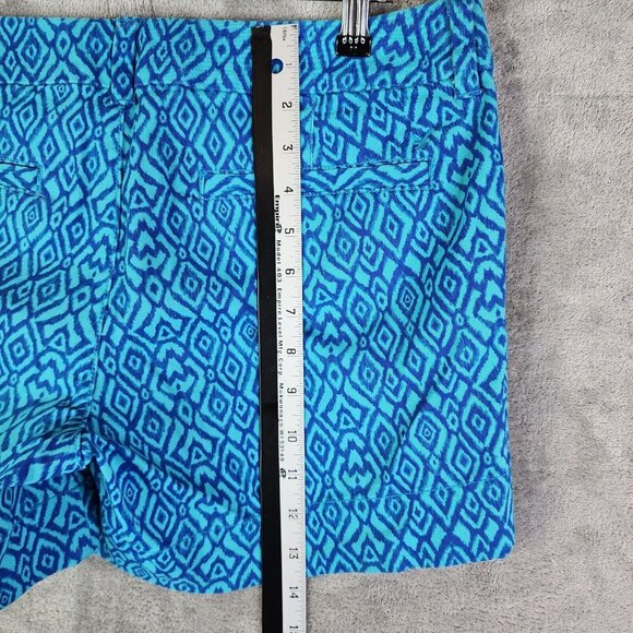 Womens American Eagle Shorts Teal Blue Geometric Design Midi Stretch Size 10 - Picture 10 of 12